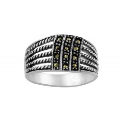 Marcasite overlapping bands Women's Ring